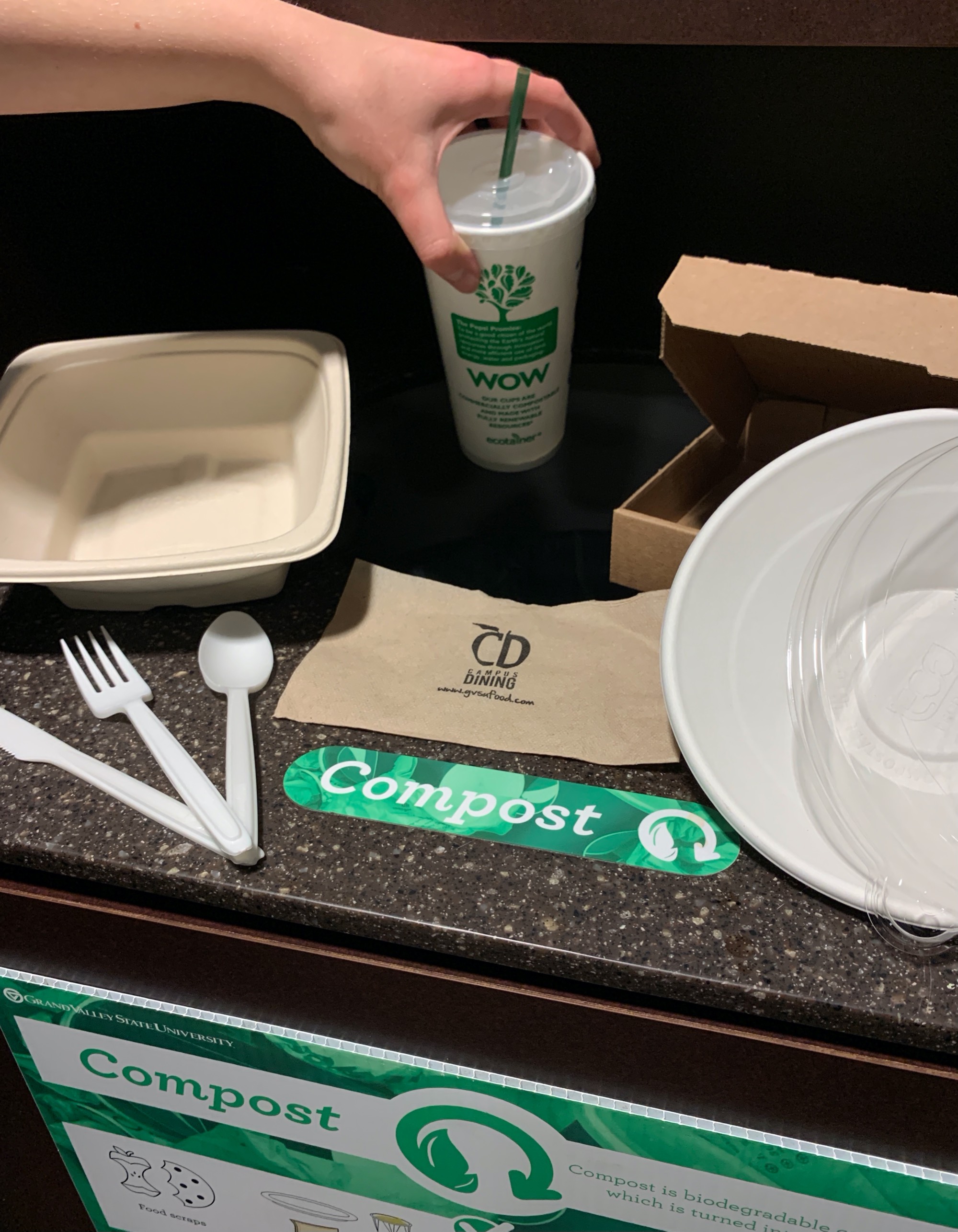 This shows all the compostable materials